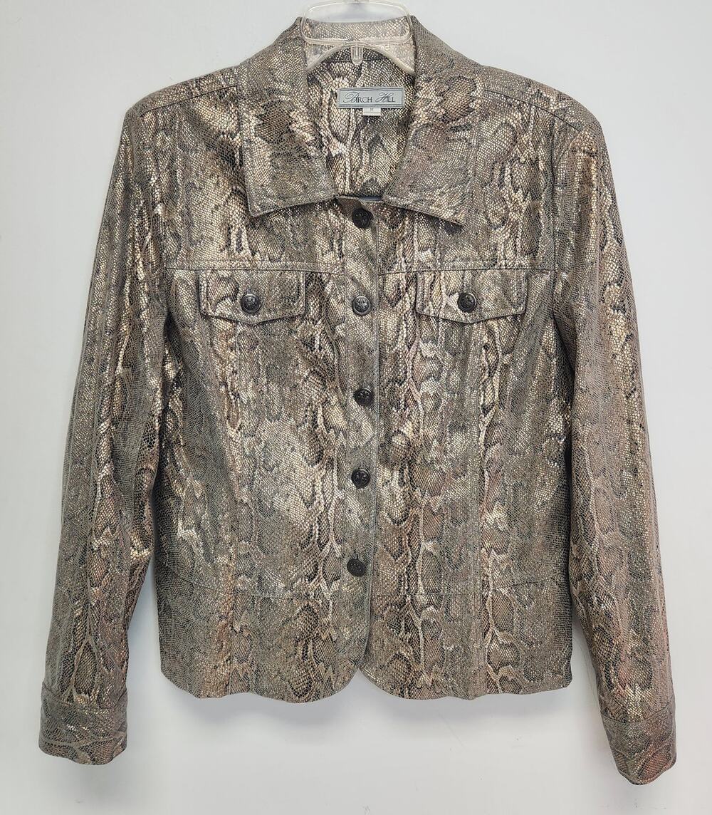 Birch Hill Womens Snake Print Brown Jacket-Size Medium